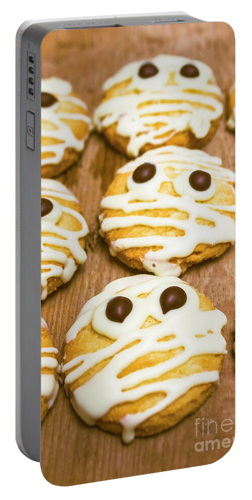 Mummies Portable Battery Charger featuring the photograph Halloween little monster biscuits by Jorgo Photography