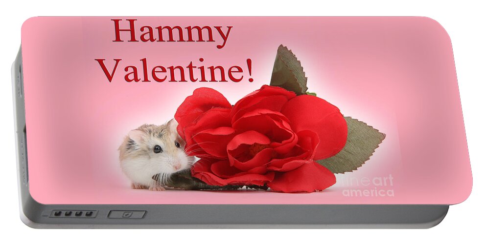 Roborovski Hamster Portable Battery Charger featuring the photograph Hammy Valentine by Warren Photographic