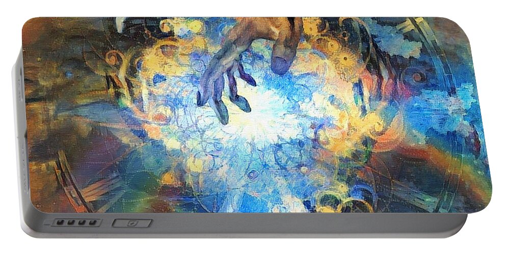 Time Portable Battery Charger featuring the digital art Hands of God by Bruce Rolff