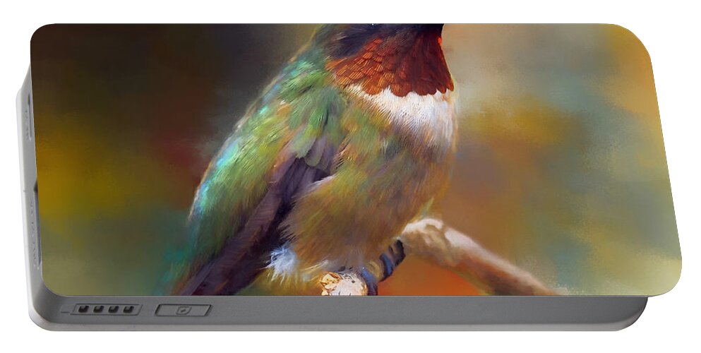 Hummingbird Portable Battery Charger featuring the painting Handsome Hummingbird by Tina LeCour