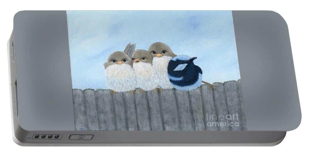 Birds Portable Battery Charger featuring the painting Hanging Around by Tracey Goodwin