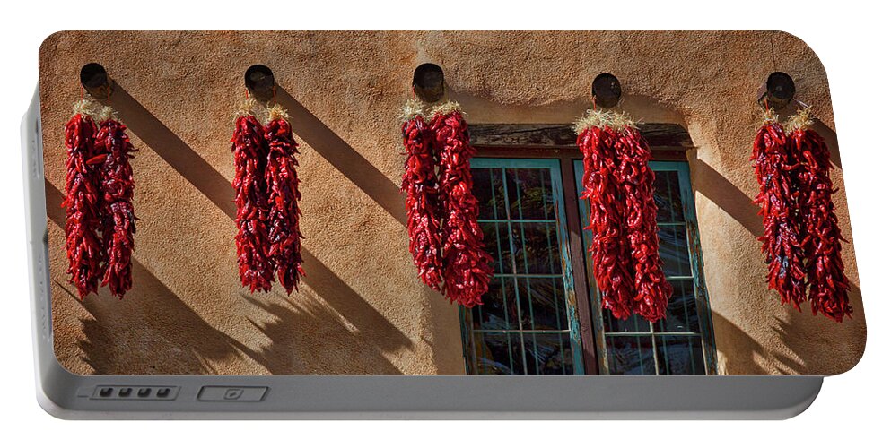 Taos Portable Battery Charger featuring the photograph Hanging Chili Ristras - Taos by Stuart Litoff