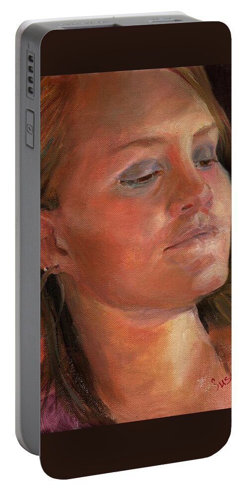 Portrait Portable Battery Charger featuring the painting Hannah by Susan Hensel