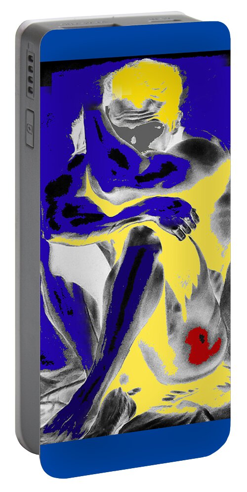 Original Contemporary Nude Male Painting Portable Battery Charger featuring the painting Original Contemporary Painting A Handsome Nude Man by RjFxx at beautifullart com Friedenthal