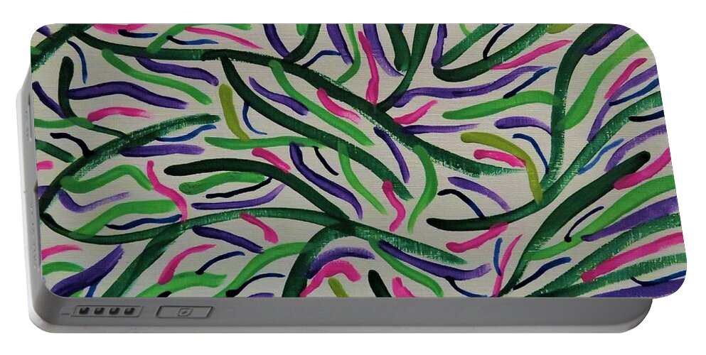 Kathy Long Portable Battery Charger featuring the painting Happiness by Kathy Long