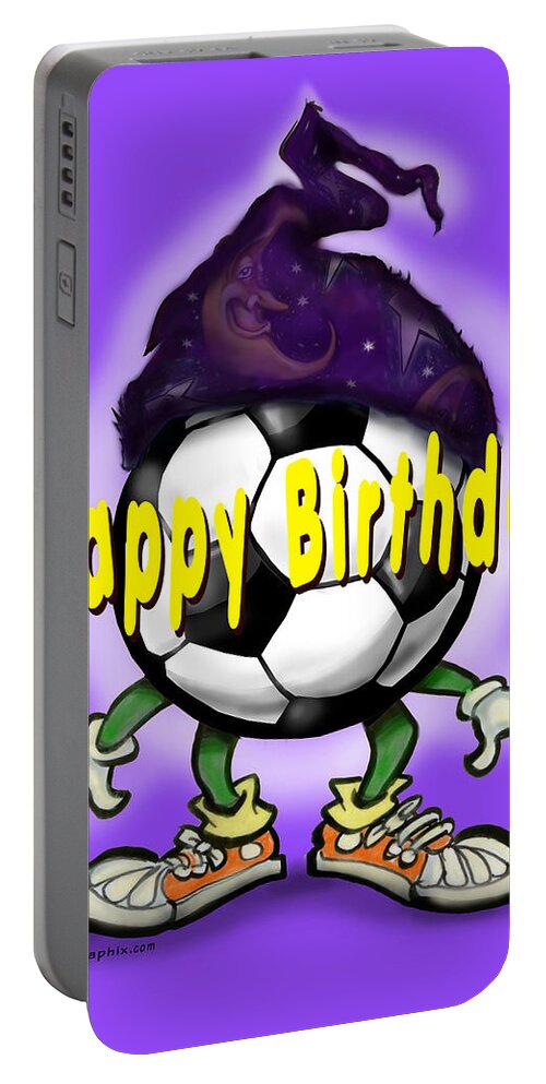 Soccer Portable Battery Charger featuring the greeting card Happy Birthday Soccer Wizard by Kevin Middleton