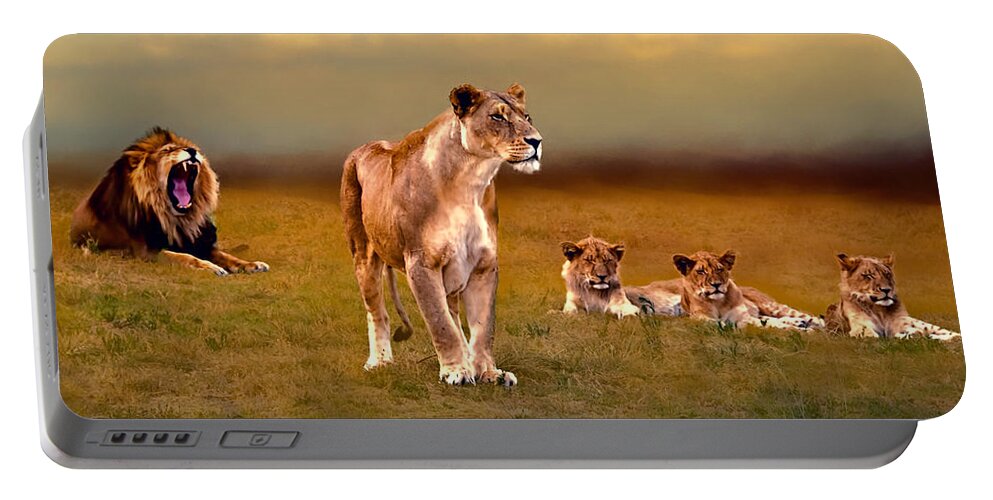 Africa Portable Battery Charger featuring the photograph Happy Family by Maria Coulson