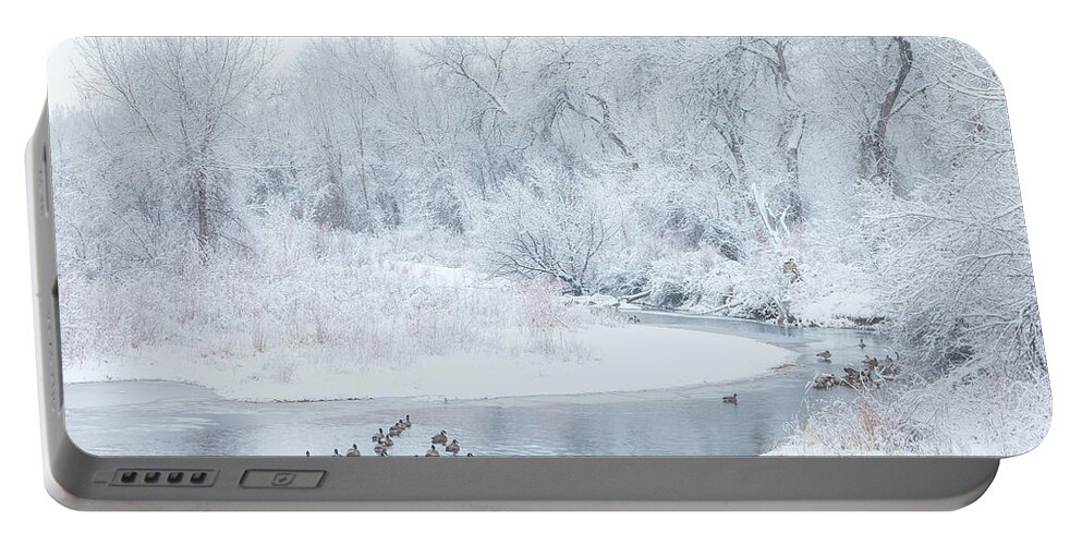 Winter Portable Battery Charger featuring the photograph Happy Geese by Darren White