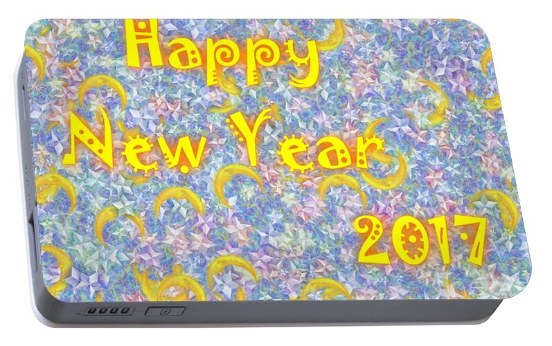Greeting Cards Happy New Year 2017 Portable Battery Charger featuring the digital art Happy New Year 2017 by Jean Bernard Roussilhe