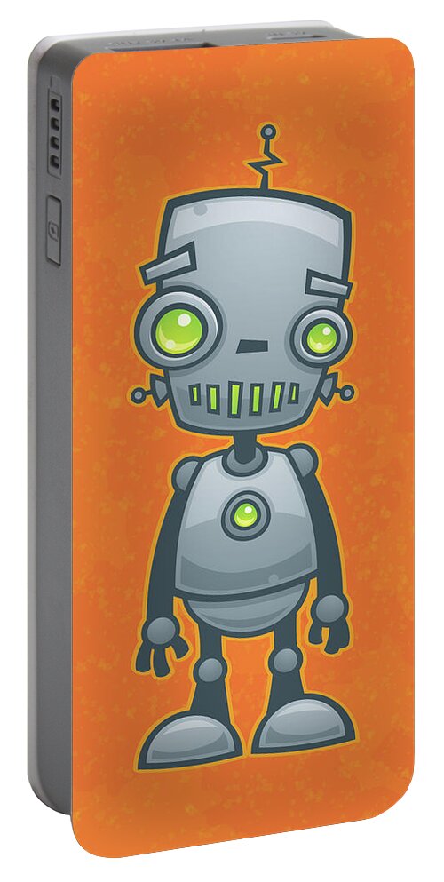 Robot Portable Battery Charger featuring the digital art Happy Robot by John Schwegel