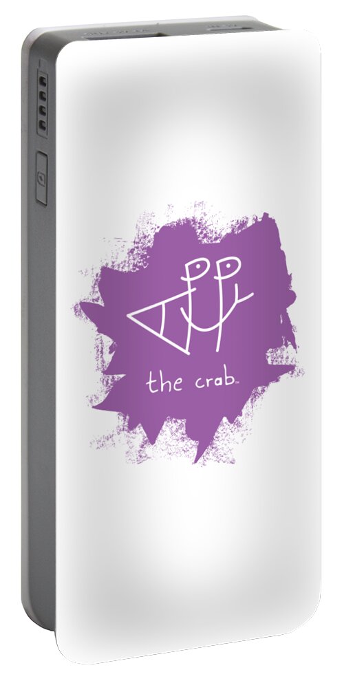 Happy Portable Battery Charger featuring the mixed media Happy the Crab - purple by Chris N Rohrbach