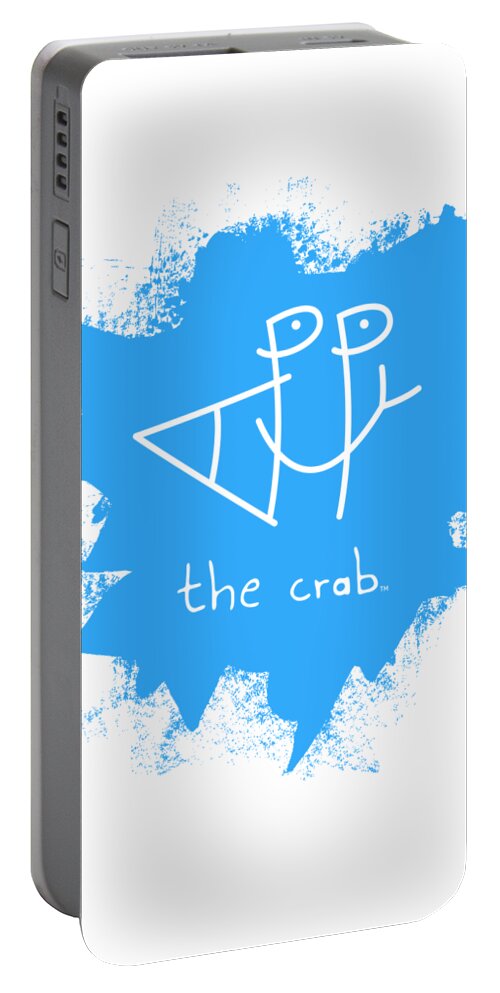 Happy Portable Battery Charger featuring the mixed media Happy the Crab - blue by Chris N Rohrbach