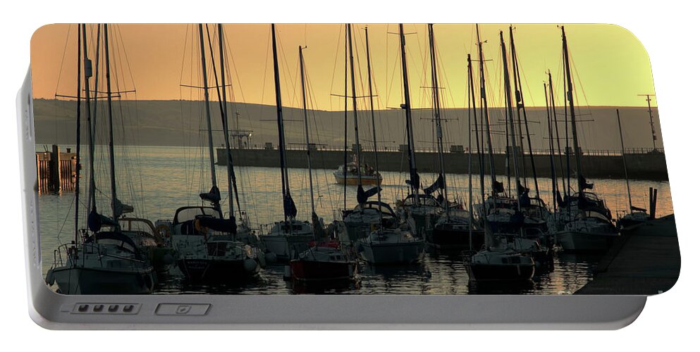 Weymouth Portable Battery Charger featuring the photograph Harbor Sunrise by Baggieoldboy