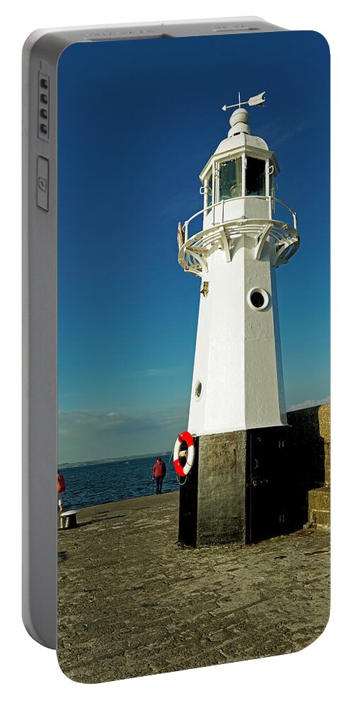 Britain Portable Battery Charger featuring the photograph Harbour Lighthouse - Mevagissey by Rod Johnson