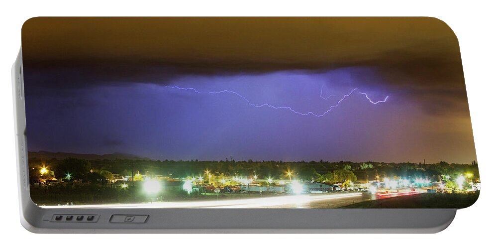 287 Portable Battery Charger featuring the photograph Hard Rain Lightning Thunderstorm over Loveland Colorado by James BO Insogna