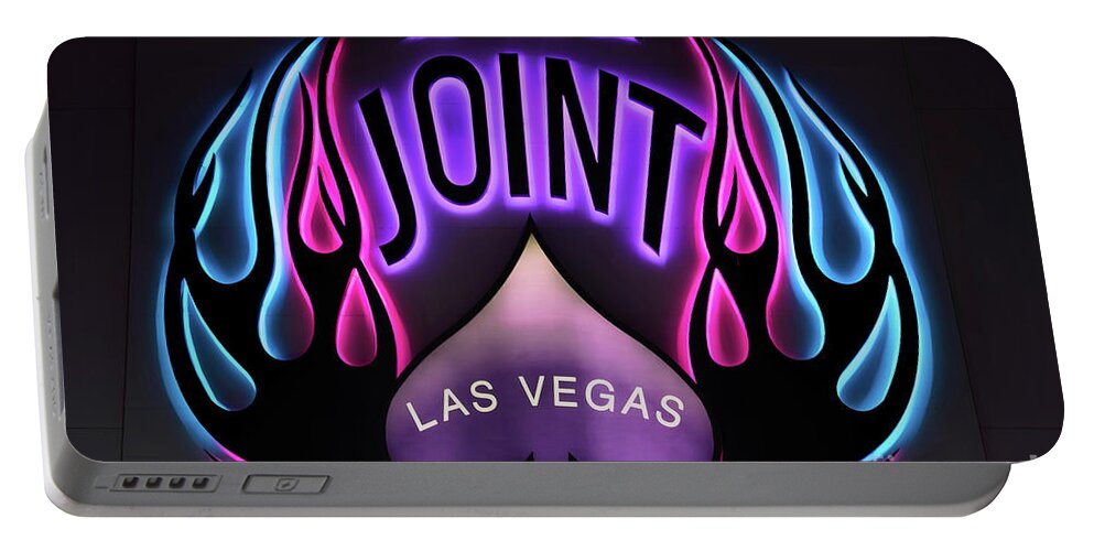 The Joint Portable Battery Charger featuring the photograph Hard Rock Casino the Joint Pink Blue and Purple Lights by Aloha Art