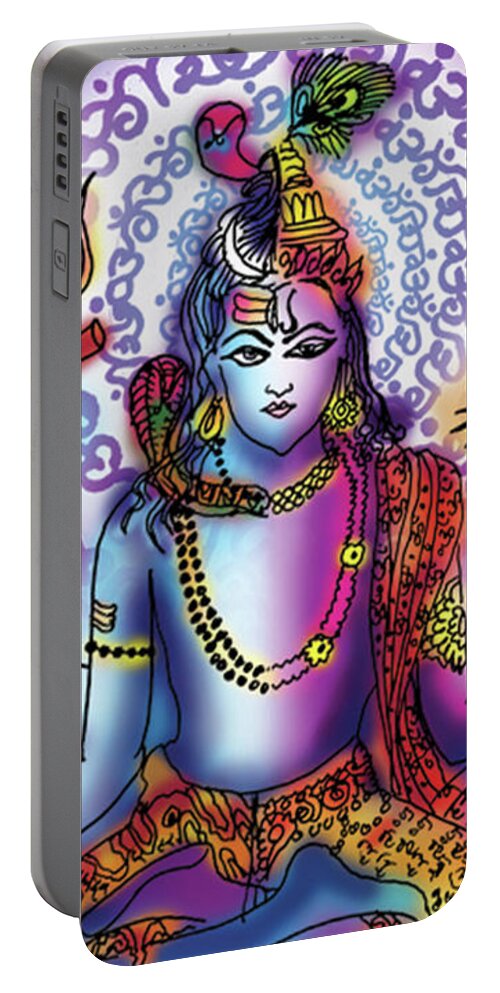 Shiva Portable Battery Charger featuring the painting Hari Hara Krishna Vishnu by Guruji Aruneshvar Paris Art Curator Katrin Suter