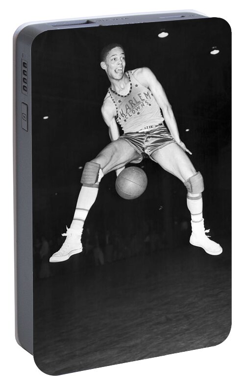 1 Person Portable Battery Charger featuring the photograph Harlem Clowns Basketball by Underwood Archives
