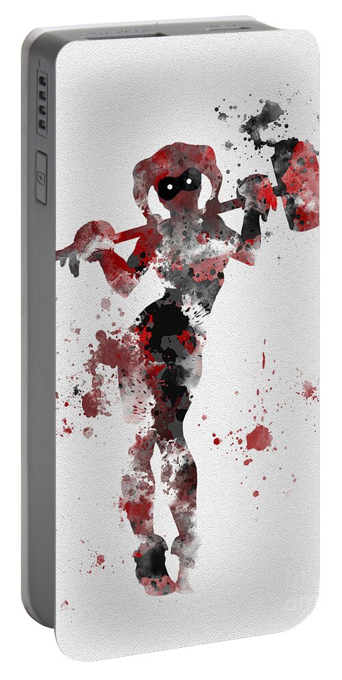 Harley Quinn Portable Battery Charger featuring the mixed media Harley Quinn by My Inspiration