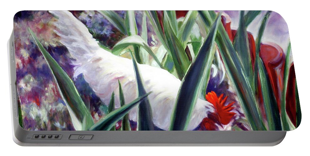 Rooster Portable Battery Charger featuring the painting Harmony Rooster by Shannon Grissom