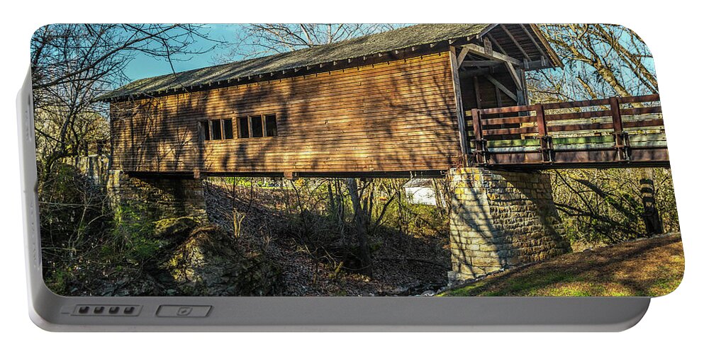 Harrisburg Covered Bridge Portable Battery Charger featuring the photograph Harrisburg Covered Bridge 1 by George Kenhan