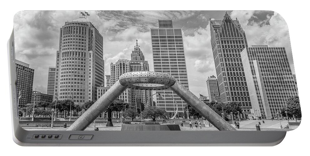 City Of Detroit. Motor City Portable Battery Charger featuring the photograph Hart Plaza In Detroit by John McGraw