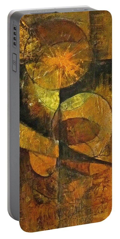 Abstract Portable Battery Charger featuring the painting Harvest by Barbara O'Toole