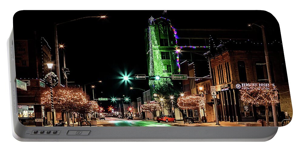 Hastings Portable Battery Charger featuring the photograph Hastings Nebraska Christmas by Susan Rissi Tregoning