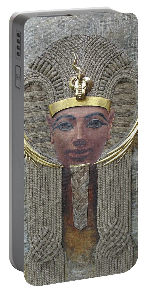 Hatshepsut Portable Battery Charger featuring the painting Hatshepsut. Female Pharaoh of Egypt by Valentina Kondrashova