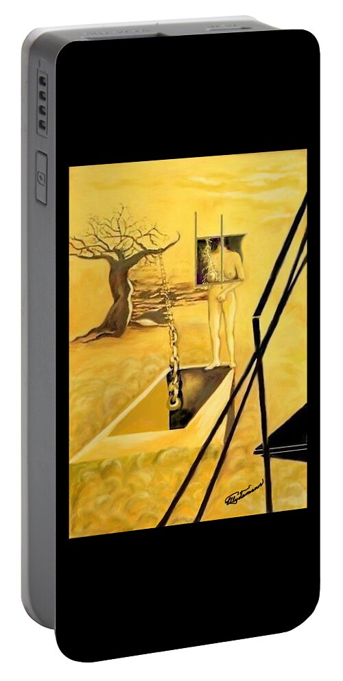 Surrealism Portable Battery Charger featuring the drawing Haunted Dreams by Elly Potamianos