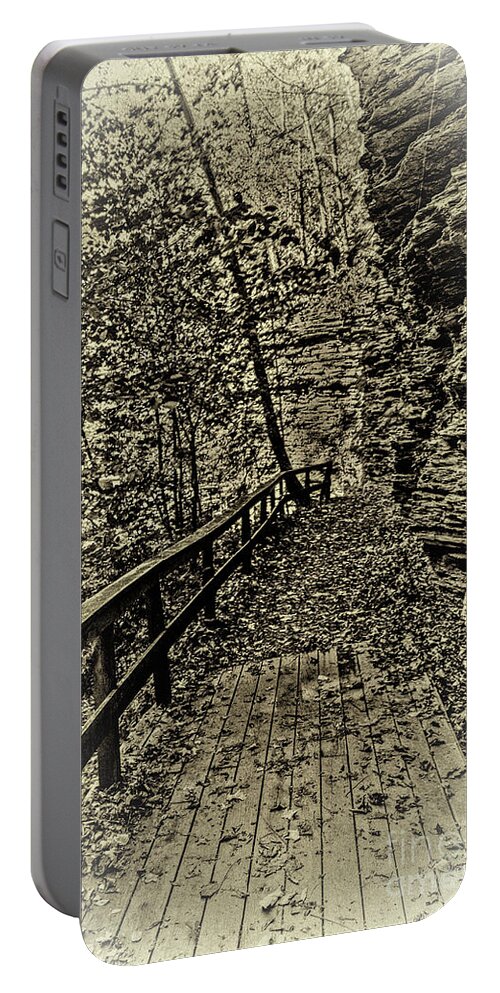 Havana Glen Portable Battery Charger featuring the photograph Havana Pathway in Sepia by William Norton
