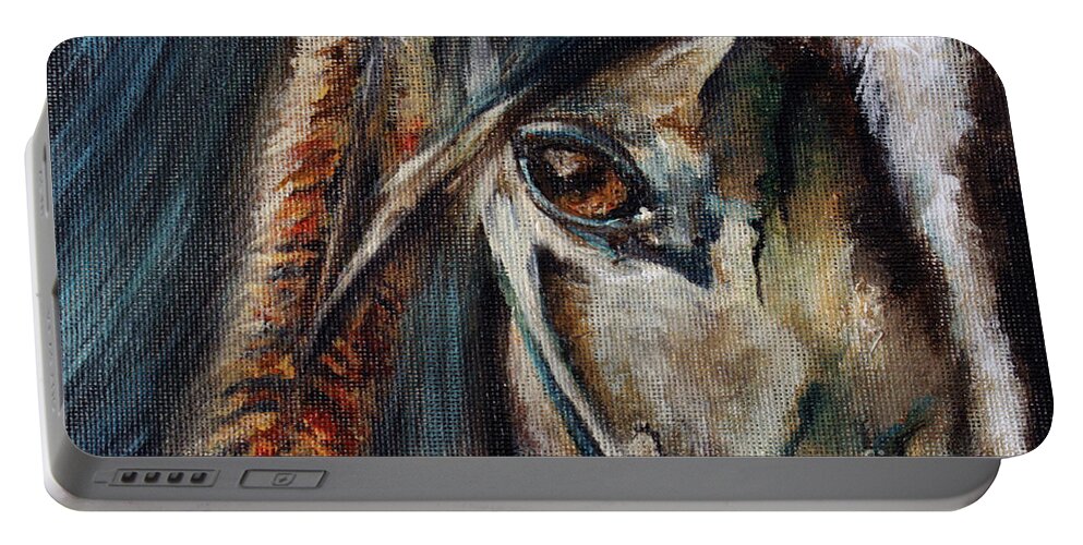 Horse Portable Battery Charger featuring the painting Hawk by Barbie Batson