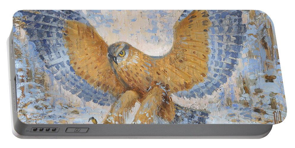 Hawk Portable Battery Charger featuring the painting Hawk by Ilya Kondrashov