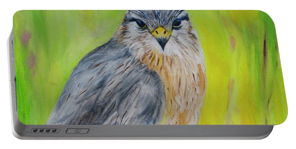 Hawk Portable Battery Charger featuring the painting Hawk by Kathy Knopp