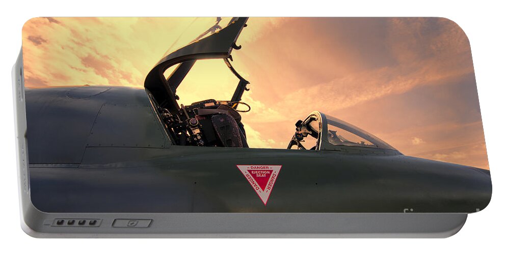Hawker Hunter Portable Battery Charger featuring the photograph Hawker Hunter sunset by Steev Stamford