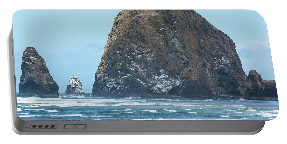 Cannon Beach Portable Battery Charger featuring the photograph Haystack Rock by Tom Cochran