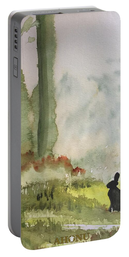 Hazel Portable Battery Charger featuring the painting Hazel-Rah by AHONU Aingeal Rose