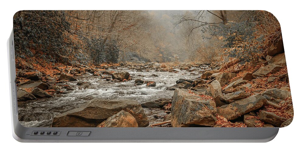 Mountain Portable Battery Charger featuring the photograph Hazy Mountain Stream #2 by Tom Claud
