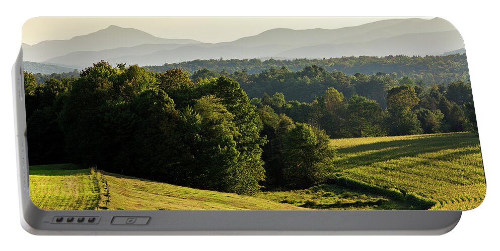 Summer Portable Battery Charger featuring the photograph Hazy Summer Countryside by Alan L Graham