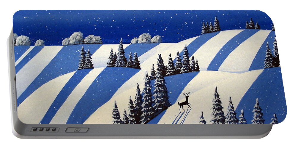 Art Portable Battery Charger featuring the painting Heading North - modern winter landscape by Debbie Criswell