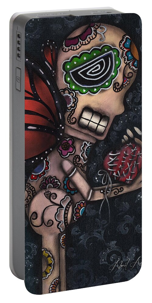 Butterfly Portable Battery Charger featuring the painting Healing by Abril Andrade