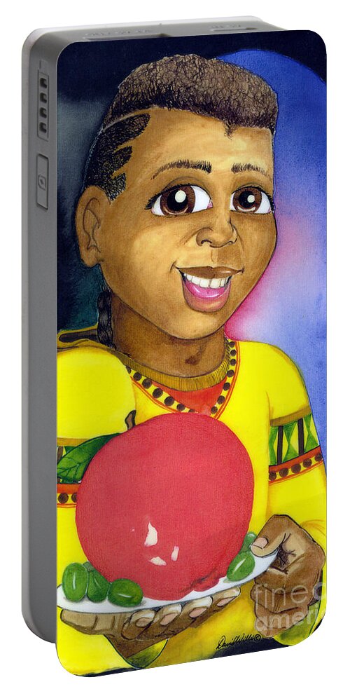 Boy Portable Battery Charger featuring the mixed media Healthy Eating by David Willis
