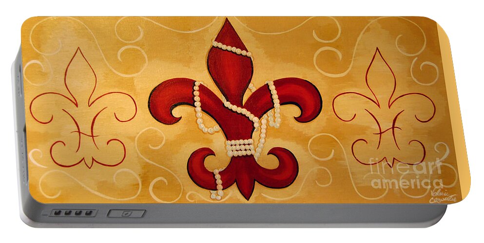 Fleur De Lis Portable Battery Charger featuring the painting Heart of New Orleans by Valerie Carpenter