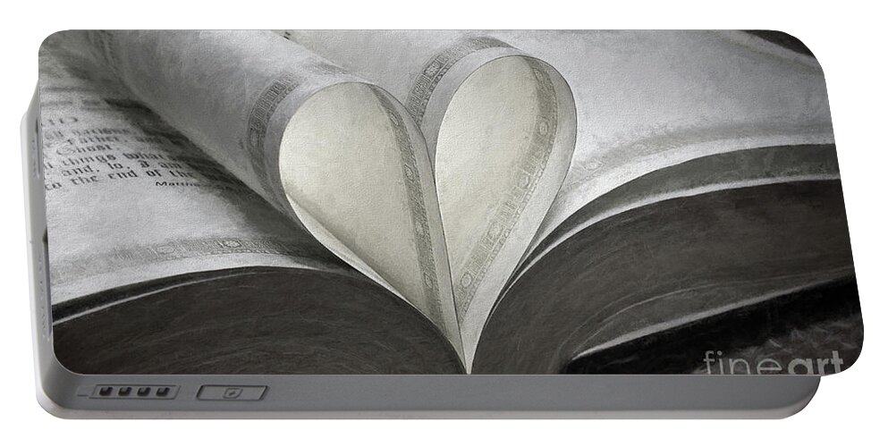 Book Portable Battery Charger featuring the photograph Heart Of The Book by Sharon McConnell