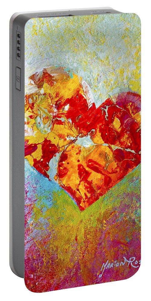 Heartfealt Portable Battery Charger featuring the painting Heartfelt I by Marion Rose