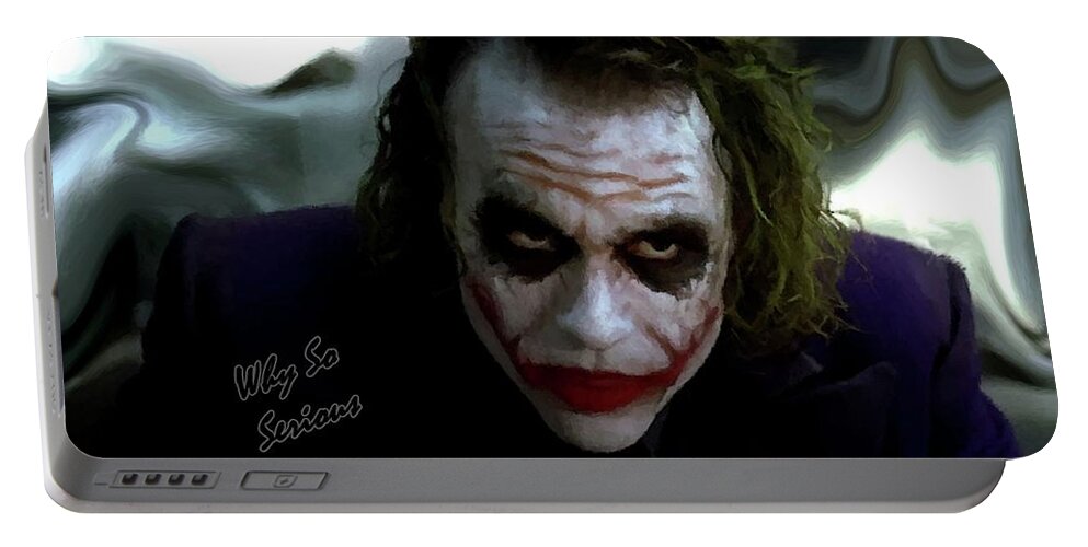 Heath Ledger Portable Battery Charger featuring the photograph Heath Ledger Joker Why So Serious by David Dehner