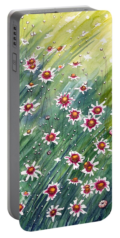 Perennial Flowers Portable Battery Charger featuring the painting Coreopsis by Katherine Miller