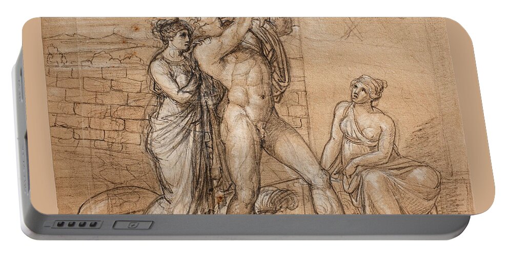 Bertel Thorvaldsen Portable Battery Charger featuring the drawing Hectors farewell to Andromache and Astyanax by Bertel Thorvaldsen