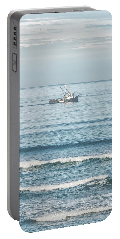 Oregon Coast Portable Battery Charger featuring the photograph Heidi Sue Fishing Boat by Tom Singleton