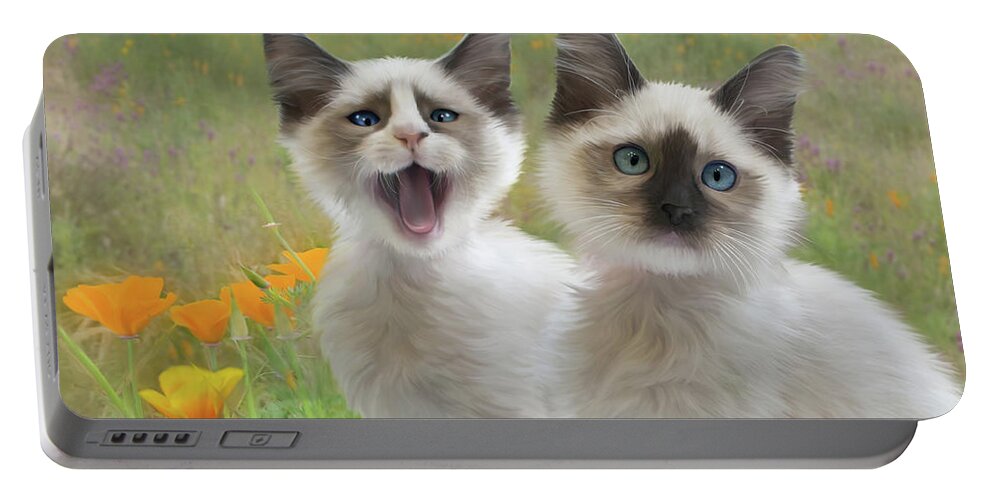 Kitten Portable Battery Charger featuring the digital art Help by Thanh Thuy Nguyen